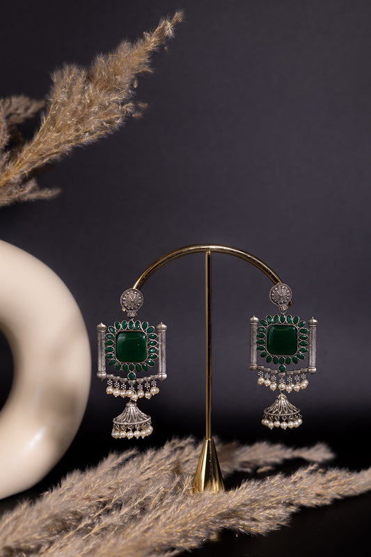Emerald Bloom Jhumkas