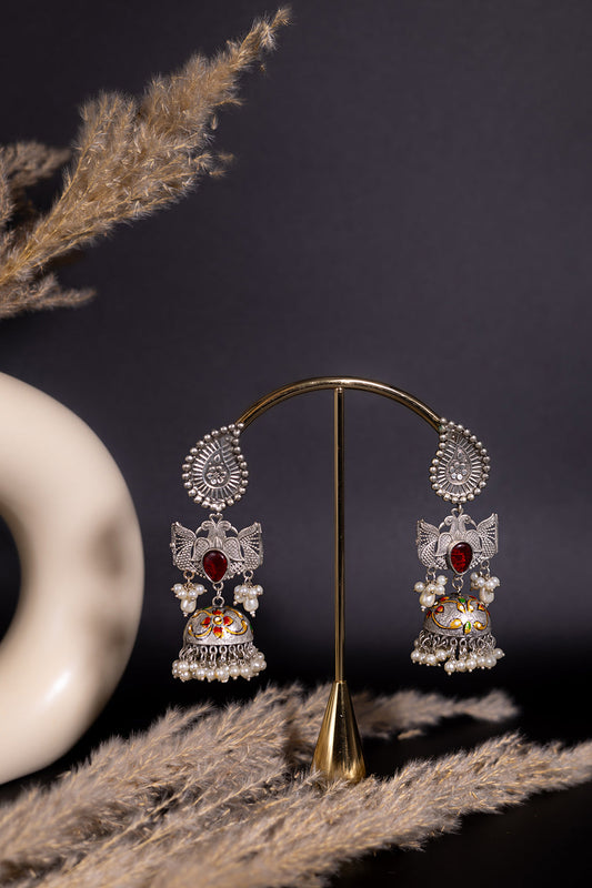 Ruby Pearl Drop Jhumkas