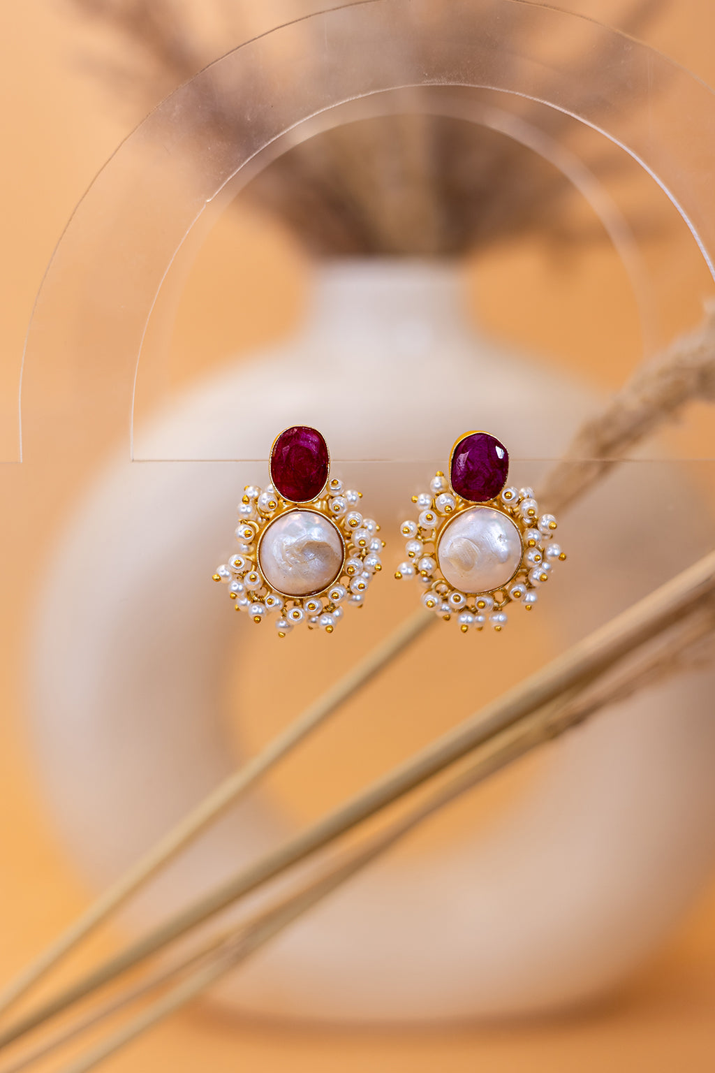 Maroon Melody Studs