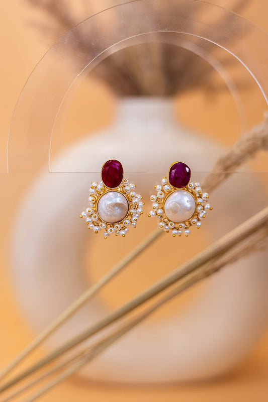 Maroon Melody Studs