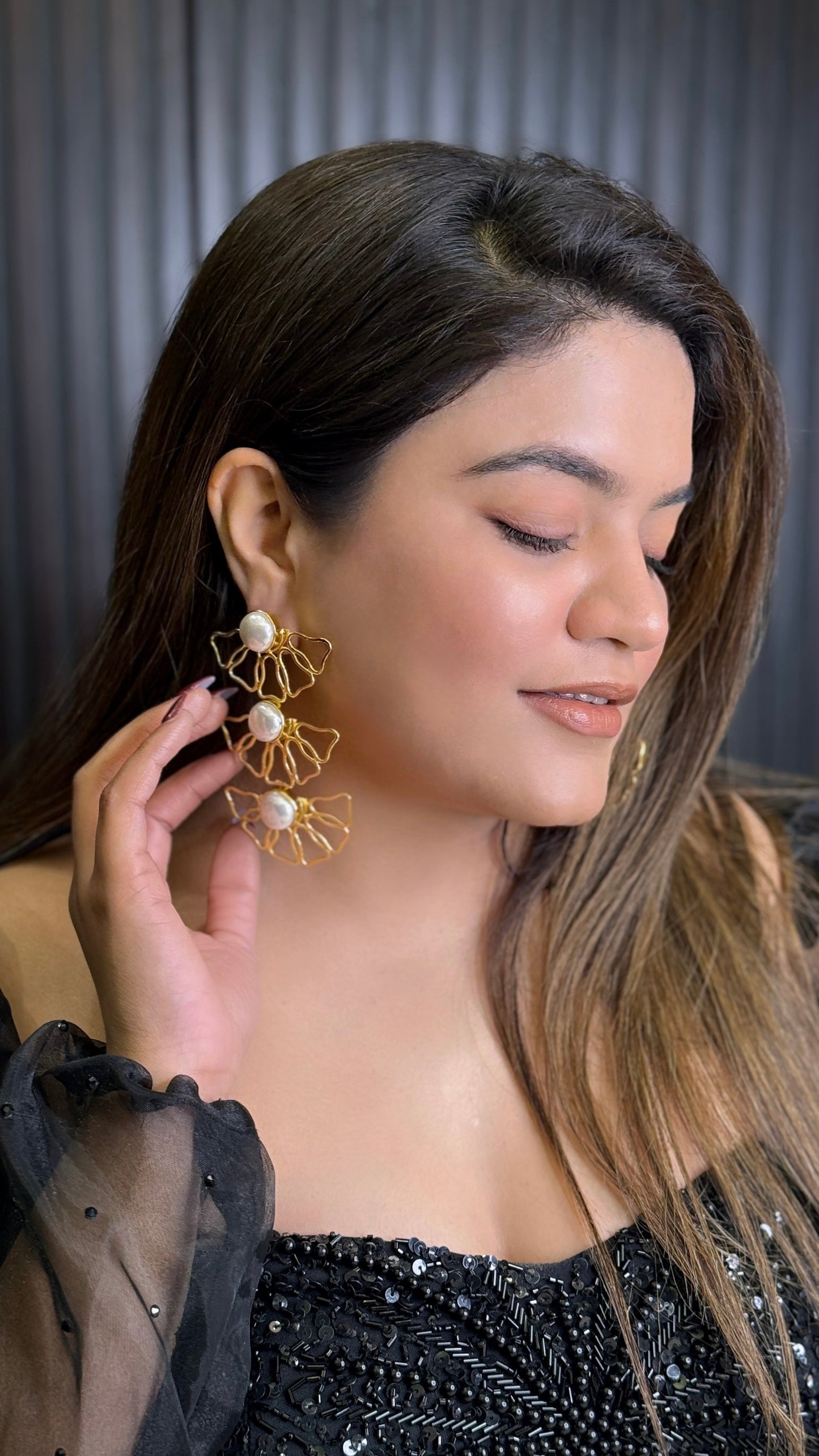 Trio Pearl Cascades Earrings